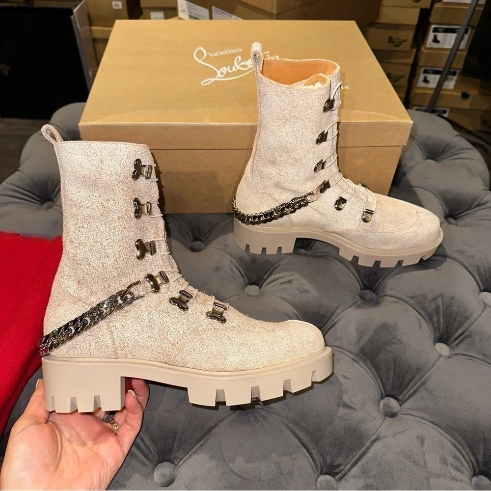 New Size 35.5 Christian Louboutin Horse Guarda Combat Boot